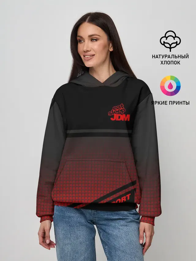 Женское худи с принтом «JDM Style — JDM SPORT»
