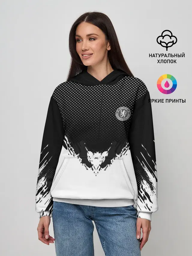 Женское худи с принтом «Chelsea black 2018»