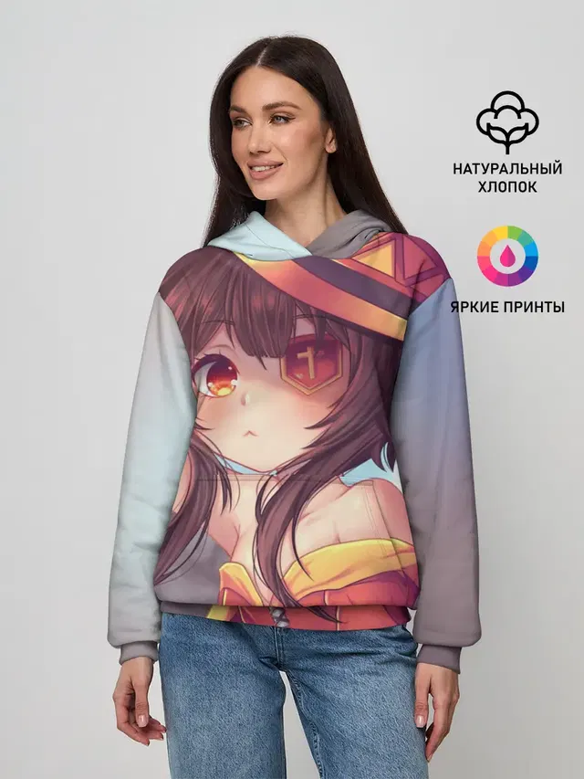 Женское худи с принтом «Konosuba в шляпе»