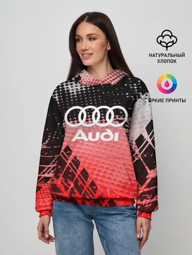 Женское худи с принтом «Audi — Audi sport auto motors»
