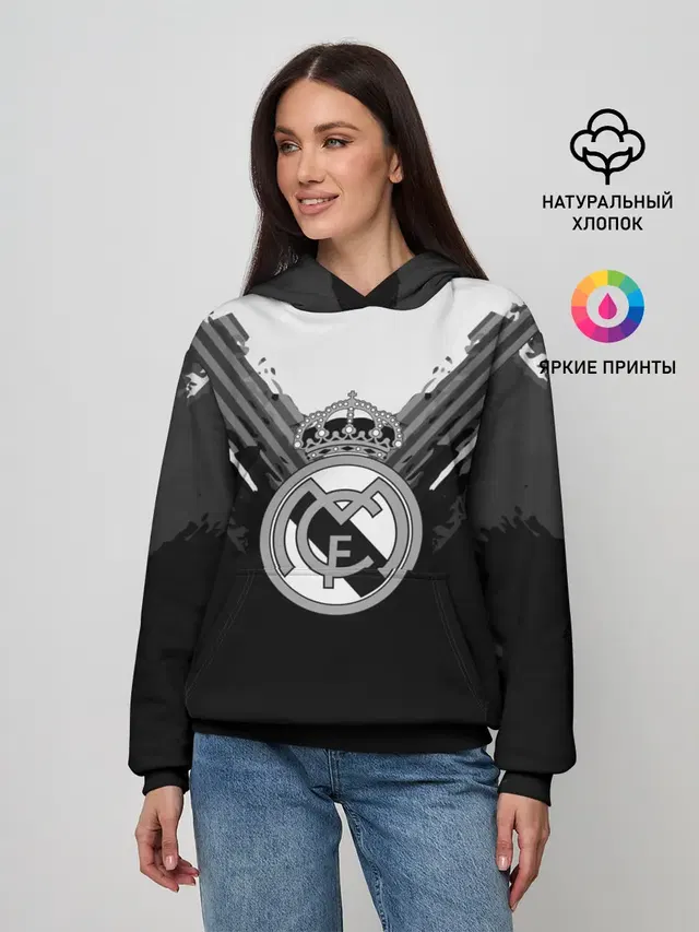 Женское худи с принтом «Реал Мадрид — Real Madrid abstract original»