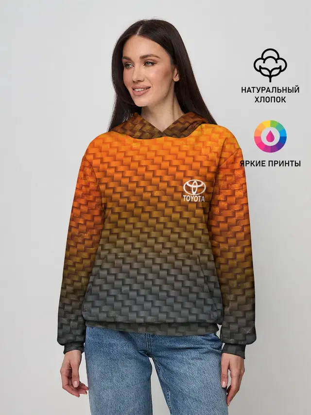 Женское худи с принтом «Тойота — TOYOTA COLLECTION CARBON»