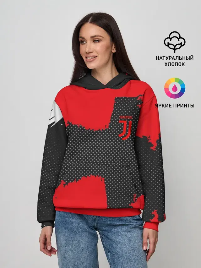 Женское худи с принтом «Ювентус — JUVENTUS SPORT»