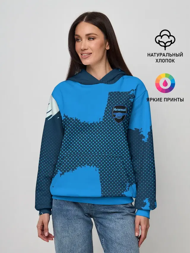 Женское худи с принтом «ФК Арсенал — ARSENAL SPORT BLUE»