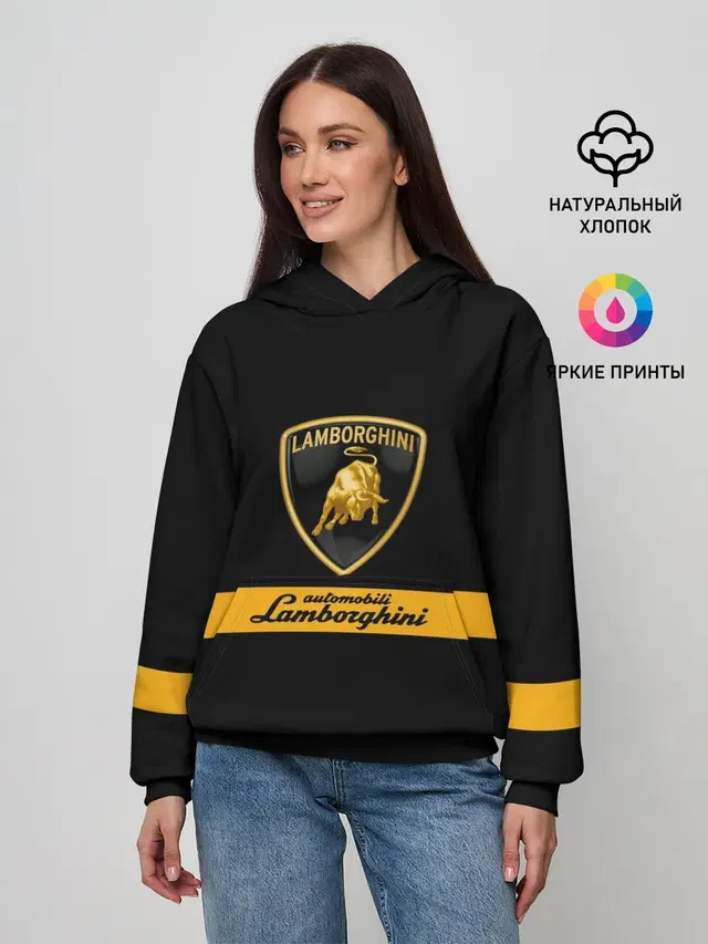 Женское худи с принтом «Lamborghini — Lamborghini Automobili S.p.A.»
