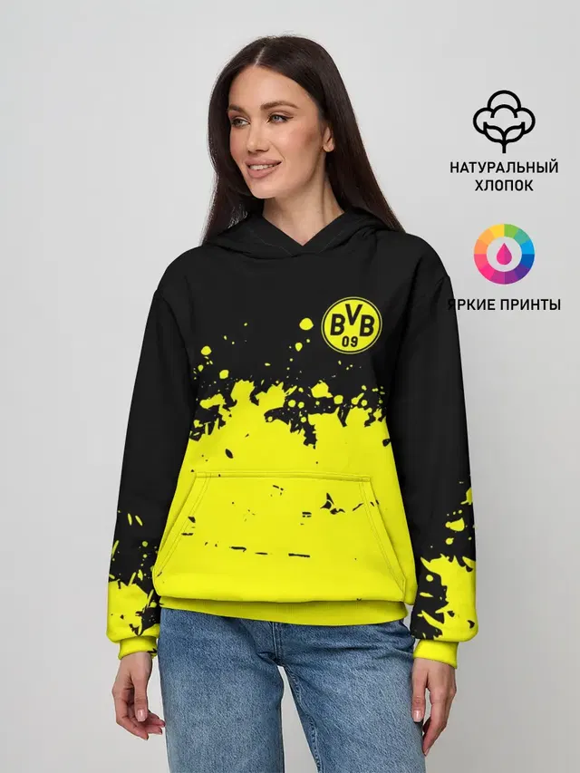Женское худи с принтом «Paint splash — BORUSSIA SPORT»