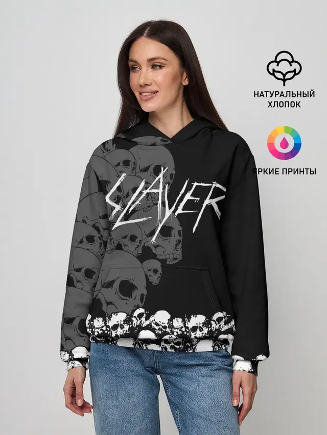 Женское худи с принтом «Slayer — Slayer Black»