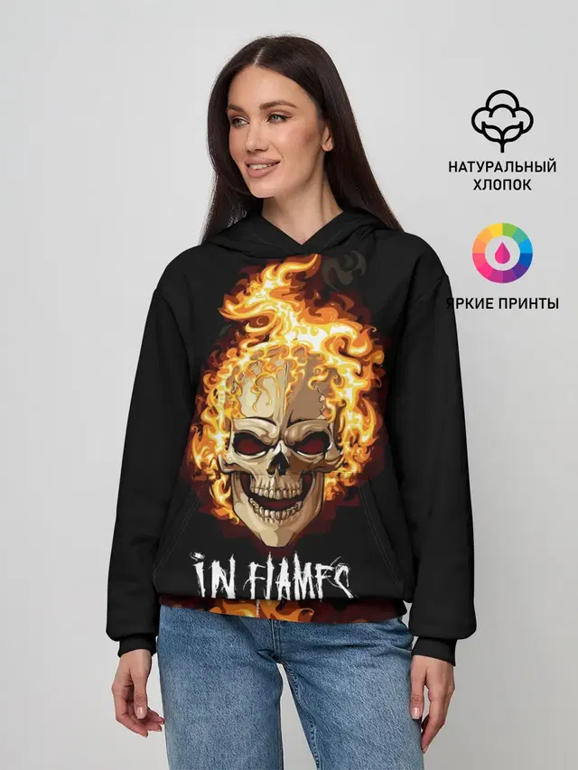 Женское худи с принтом «In Flames — В пламени»