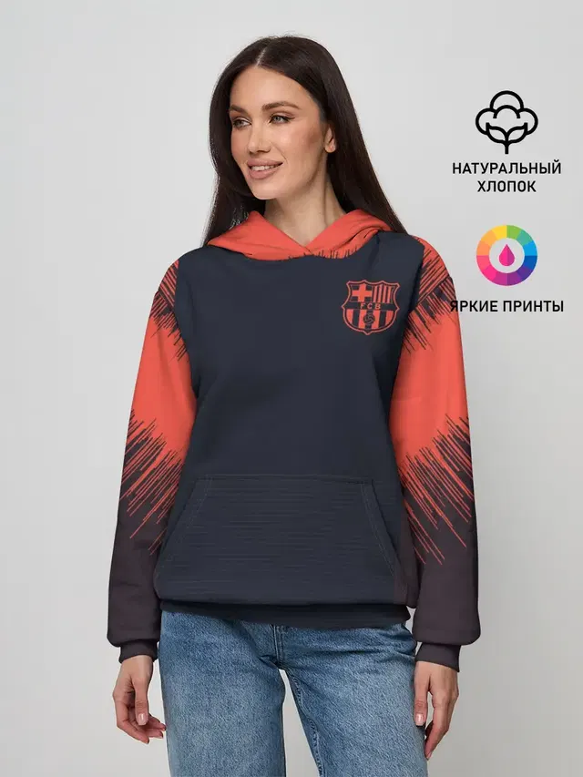 Женское худи с принтом «Барселона — Barcelona Training 18-19»