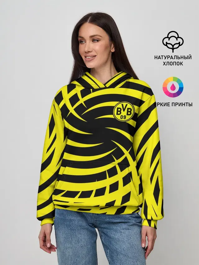 Женское худи с принтом «FC Borussia Dortmund»