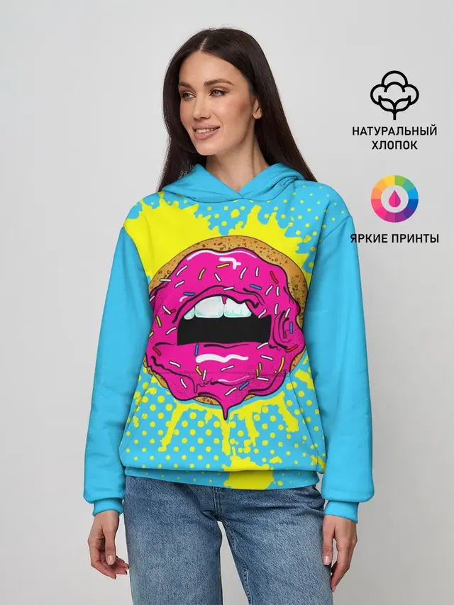 Женское худи с принтом «Губы — Donut lips»