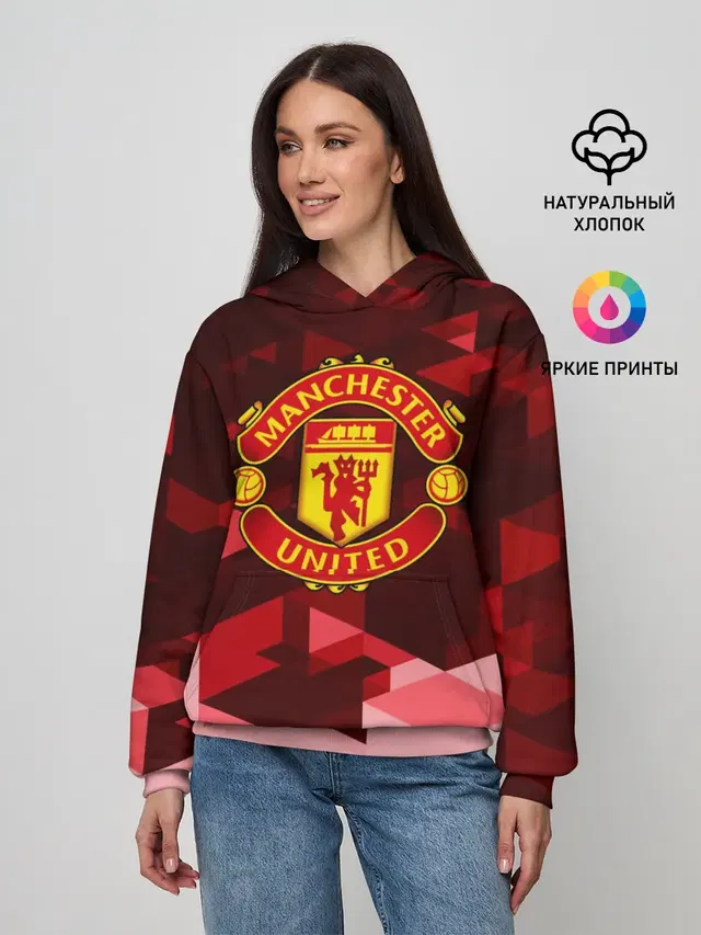 Женское худи с принтом «Манчестер Юнайтед — Manchester United Abstract»