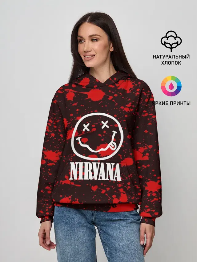 Женское худи с принтом «Nirvana smiley»