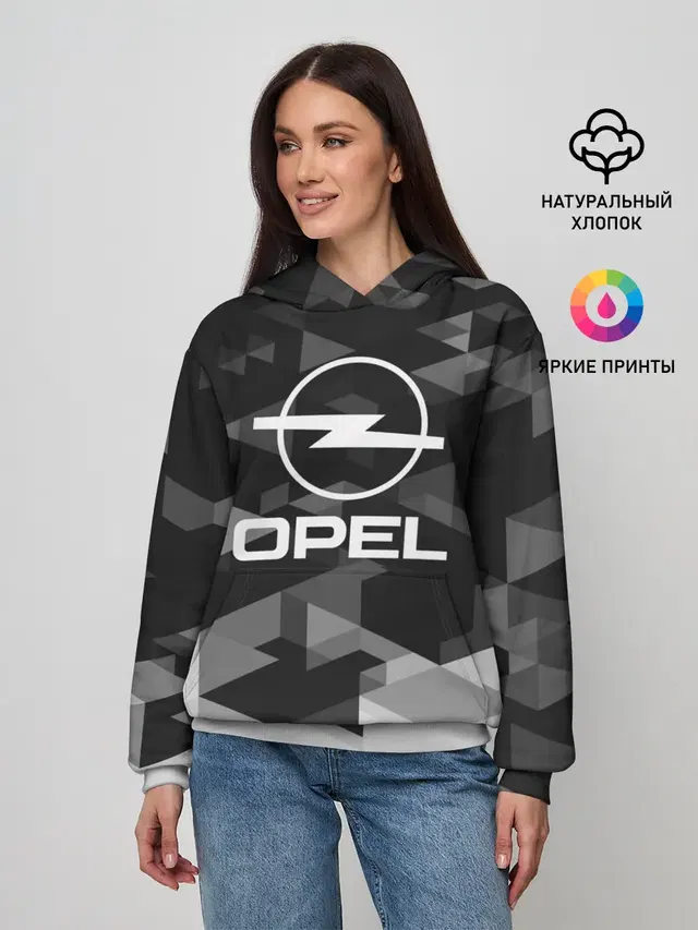 Женское худи с принтом «Opel — Opel sport geometry»