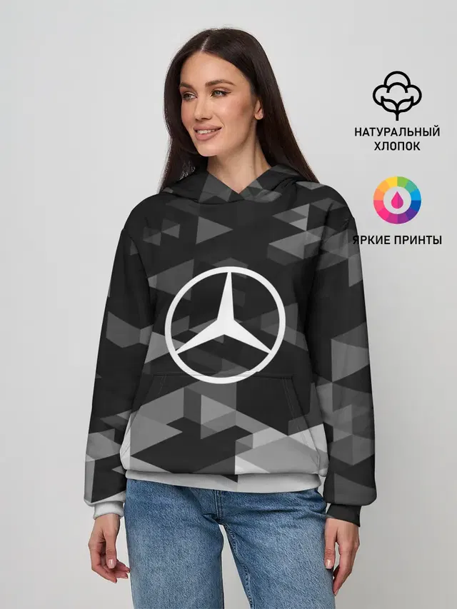 Женское худи с принтом «Mercedes sport geometry»