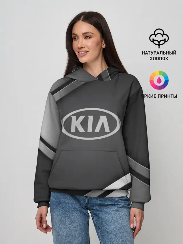 Женское худи с принтом «Car emblem — KIA SPORT»