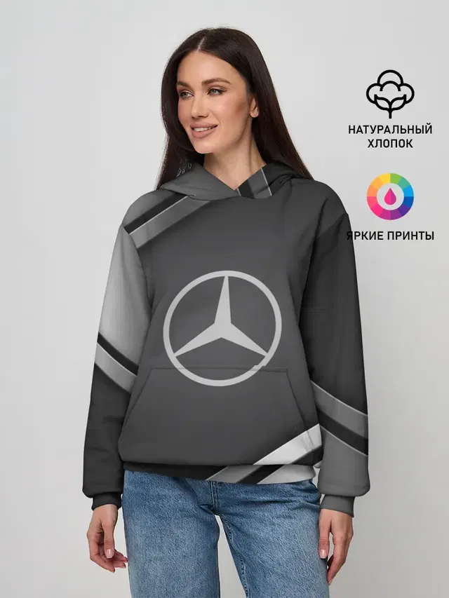 Женское худи с принтом «Mercedes-Benz logo — MERCEDES SPORT»