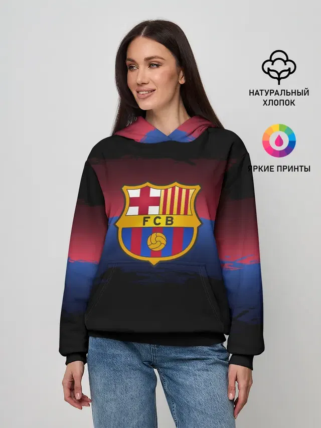 Женское худи с принтом «Барселона — Barcelona FC»