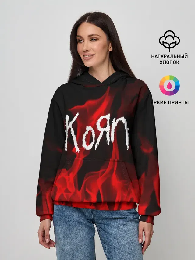 Женское худи с принтом «KoЯn»