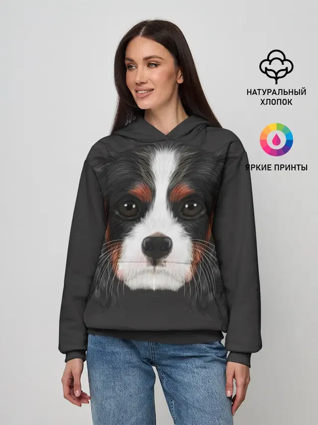 Женское худи с принтом «Кавалер кинг чарльз спаниель — Cavalier King Charles»