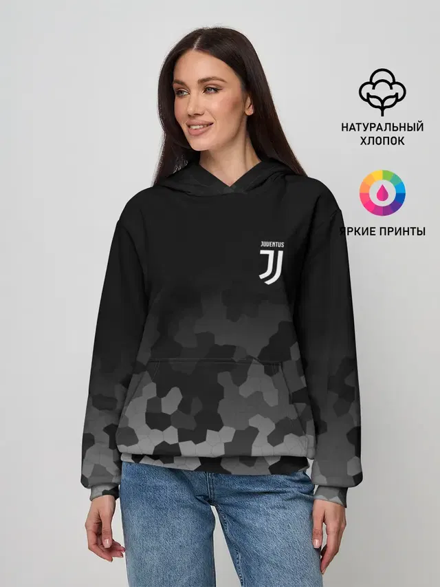 Женское худи с принтом «Ювентус — JUVENTUS SPORT»