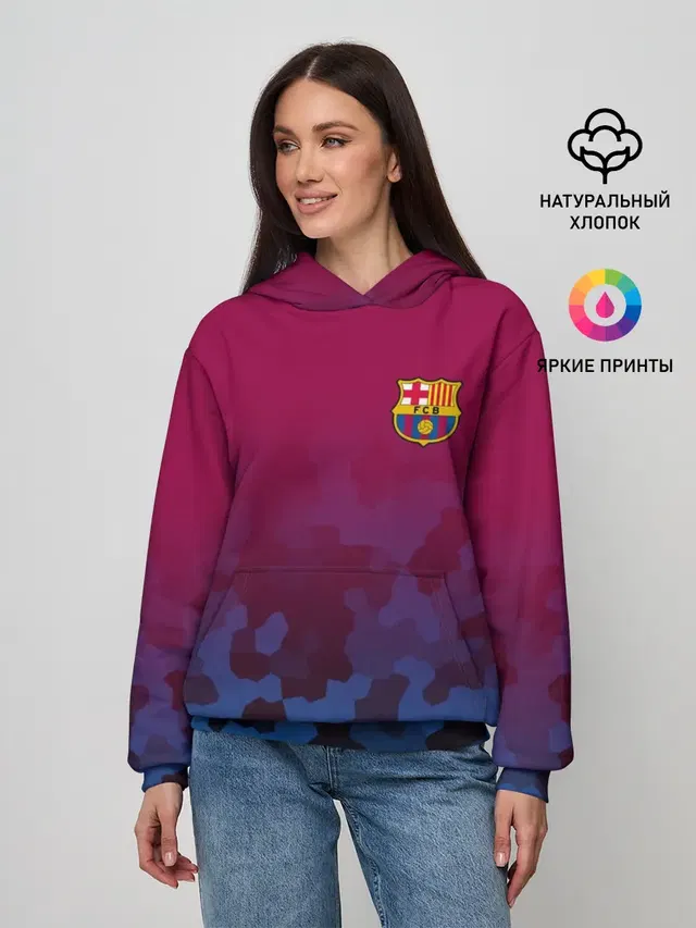 Женское худи с принтом «Барселона — FC BARCA SPORT»