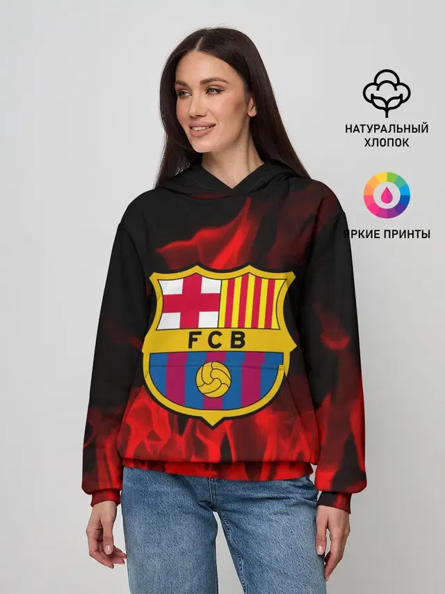Женское худи с принтом «Барселона — BARCELONA SPORT»