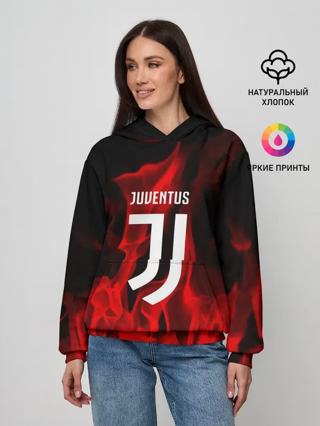 Женское худи с принтом «Ювентус — JUVENTUS SPORT»