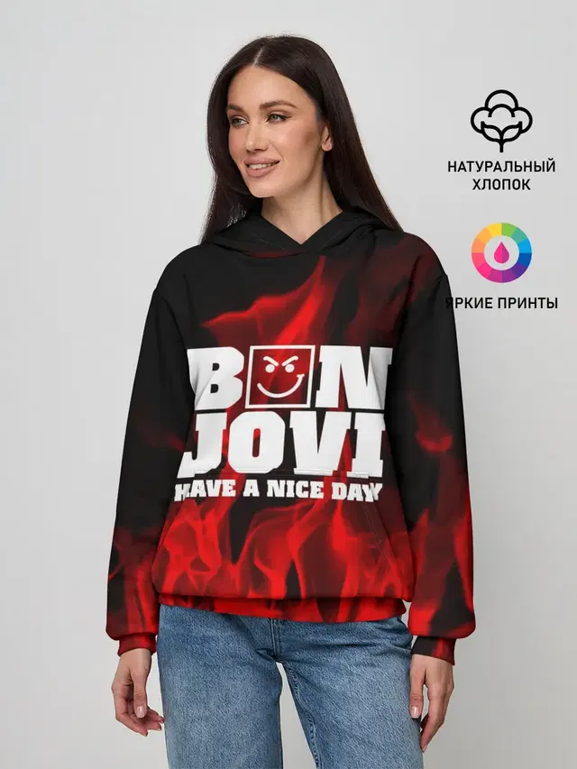 Женское худи с принтом «Bon Jovi»