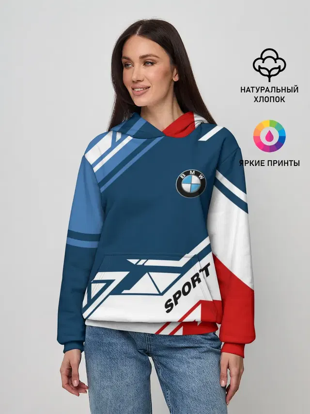 Женское худи с принтом «BMW — BMW SPORT»