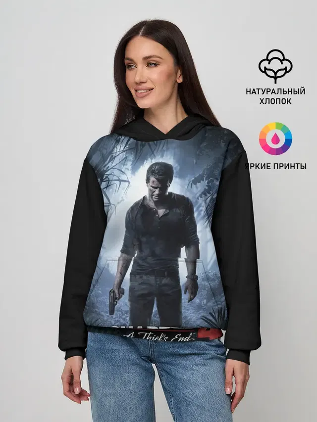 Женское худи с принтом «Uncharted — Путь вора»