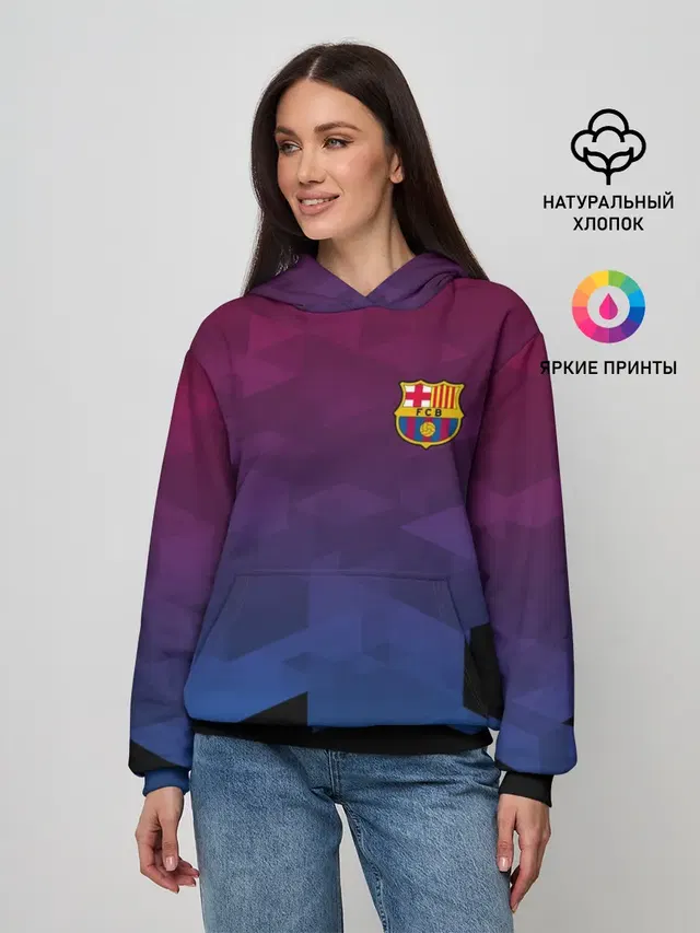 Женское худи с принтом «Барселона — FC BARCA SPORT»