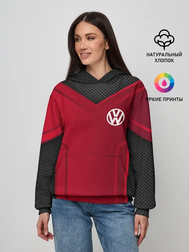 Женское худи с принтом «Volkswagen — volkswagen sport»