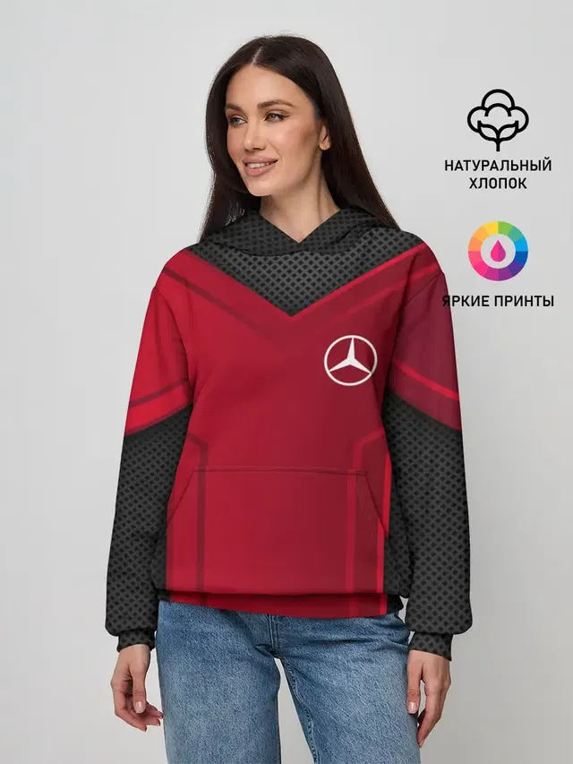 Женское худи с принтом «Merсedes — mercedes-benz sport»