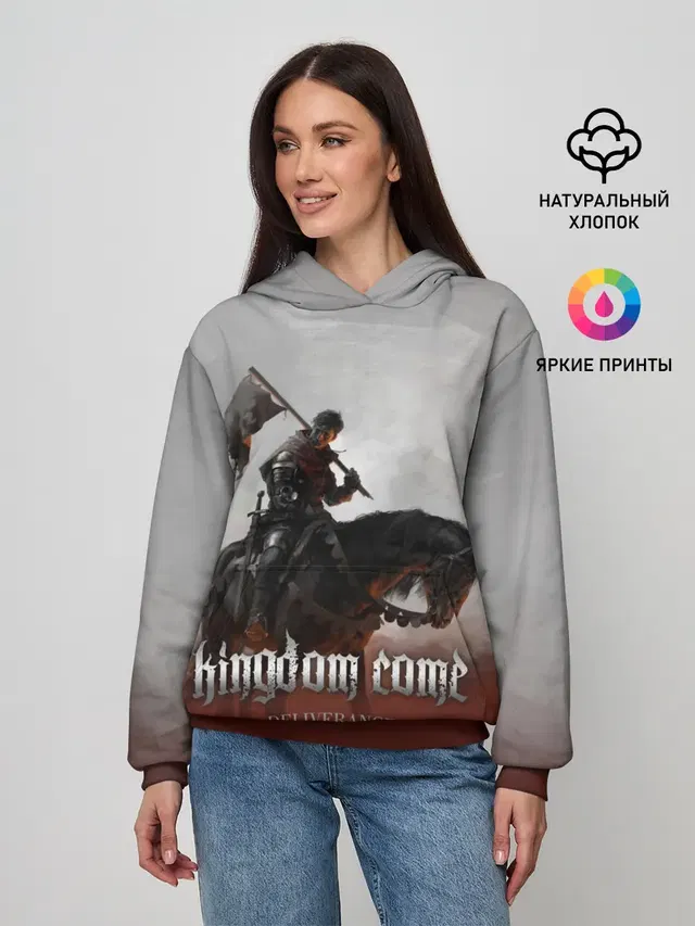 Женское худи с принтом «Kingdom Come: Deliverance — Рыцарь на коне»