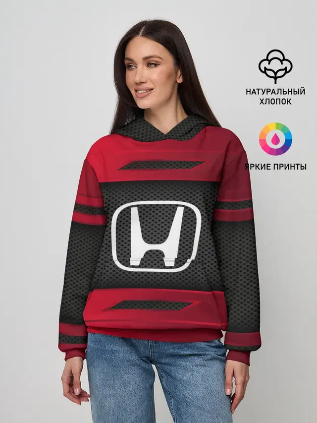 Женское худи с принтом «Honda Motor Co. — HONDA SPORT»