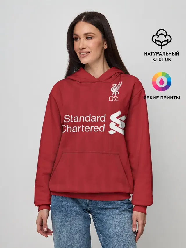 Женское худи с принтом «М.Салах 18-19 home»