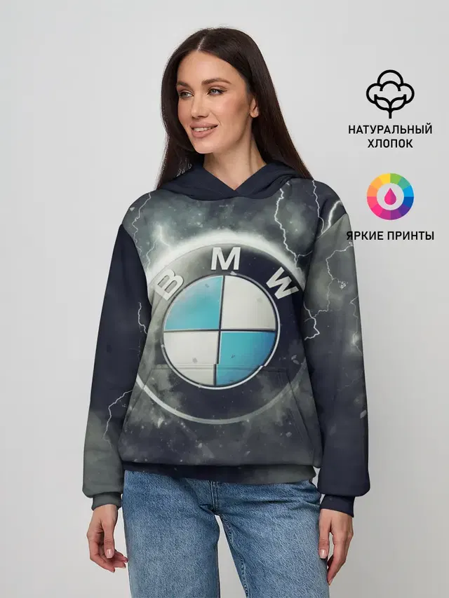 Женское худи с принтом «BMW — Логотип BMW»