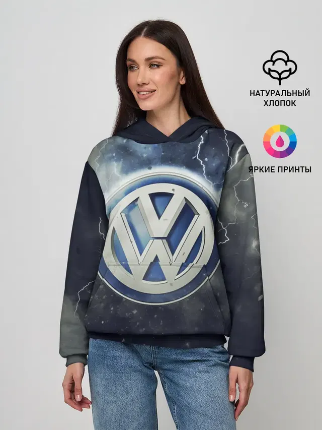 Женское худи с принтом «Volkswagen — Логотип Wolksvagen»
