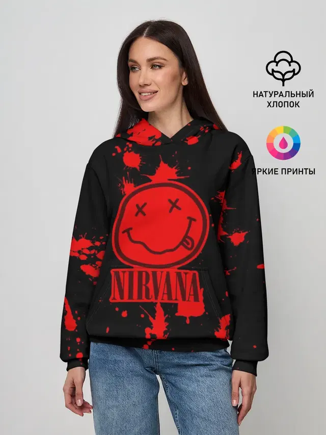 Женское худи с принтом «Nirvana text»