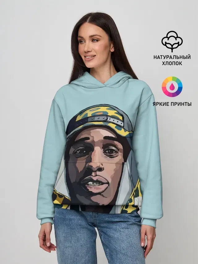 Женское худи с принтом «Зарубежные — ASAP Rocky»