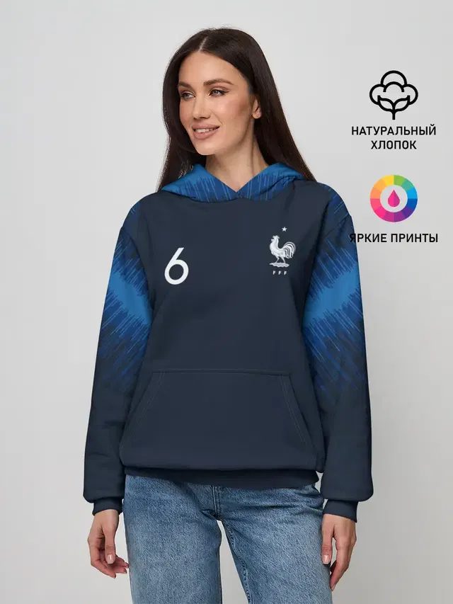 Женское худи с принтом «Сборная Франции — Pogba home WC 2018»