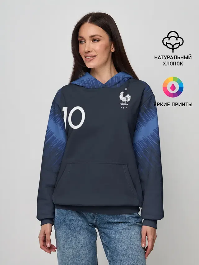 Женское худи с принтом «Сборная Франции — Mbappe home WC 2018»