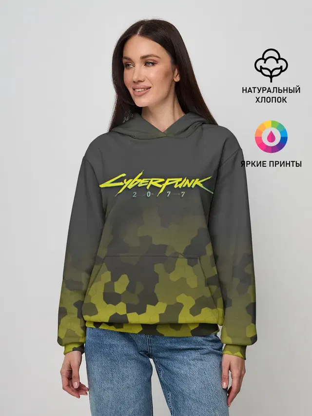 Женское худи с принтом «Cyberpunk 2077»