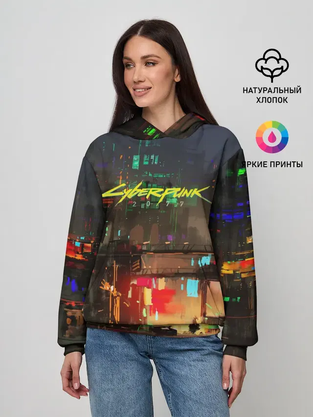 Женское худи с принтом «Cyberpunk 2077»