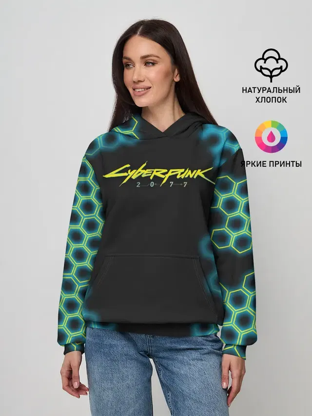 Женское худи с принтом «Cyberpunk 2077»