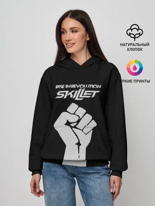 Женское худи с принтом «Rise in revolution - Skillet»
