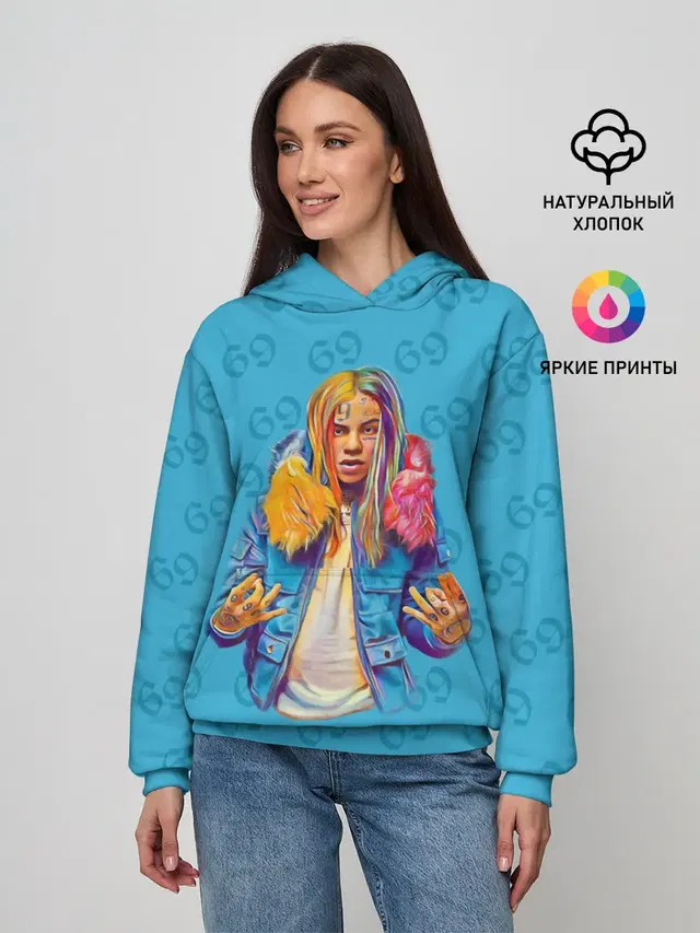 Женское худи с принтом «6IX9INE — 6IX9INE 69»