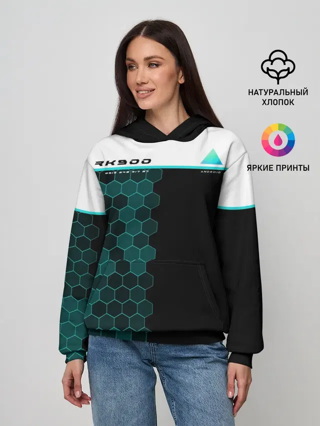 Женское худи с принтом «RK900 — Detroit RK900»