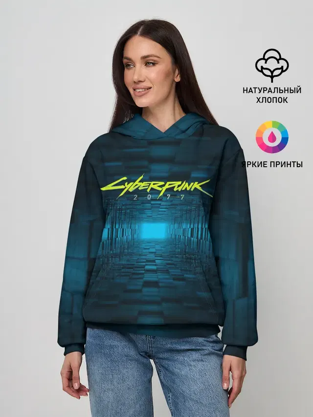 Женское худи с принтом «Cyberpunk 2077»